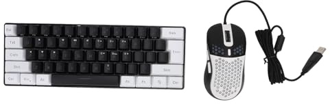 Ejoyous Wired Gaming Keyboard, Stylish Plug and Play 61 Key RGB Illuminated Keyboard Comfortable for Tablet Laptop (Black Center White Frame)