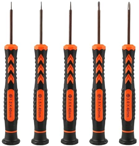 5 Piece Precision Screwdriver Set - Small Phillips Kit with 1.2mm, 1.5mm, 2.0mm, 2.5mm, 3.0mm, Ideal for Eyeglass, Watch, Laptop, Phone, Computer Repair