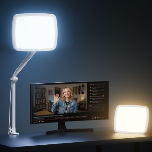 NiceVeedi 14 Soft Ring Light, Overhead Clamp with 20W Bicolor Stream Light | 2700K-6500K/CRI97+/Modular Design/2.4G Remote, Fill Light for Podcast/Zoom Meeting/YouTube/TikTok/Game