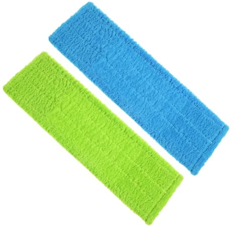 CLISPEED Recharge de Balai à Franges en Polaire Corail 40x12 Cm, Lot de 2 Lingettes Réutilisables Vert et Bleu, Nettoyage Sols Stratifiés, Carrelage et Parquet, Lavable en Machine