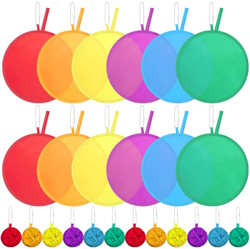 Namalu 12 Pcs Foldable Round Hand Fan Folding Hand Fan for Summer Wedding Party Women Beautiful Festival Office Personal Home Decoration, Random Colors(Colorful Style)