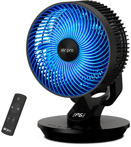 Air Pro 10 Desk Fan SmartVoice™ & Remote Control 3D Oscillation Fan 12 HR Timer, Quiet Copper Motor Air Cooling & Circulator Table Fan - Small Fan with 6 Speeds Mini Desktop Fan Office Home Bedroom