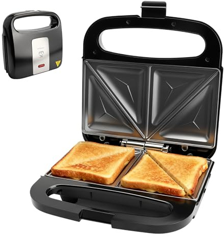 Sandwichmaker, 750W Sandwichtoaster, Antihaft-Beschichtung, Aufwärm-Anzeige, Cool Touch Gehäuse, Ideal für Sandwiches, Pancakes, Omeletts & Steaks