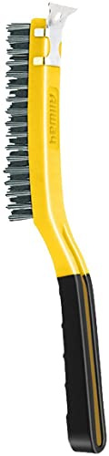 ALLWAY Tools-SB319 Stainless Steel Wire Brush with Scraper, Yellow