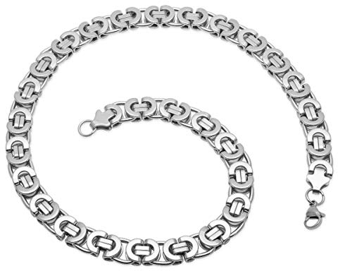 Soul-Cats Flache Königskette/Panzerkette/Herren-Kette aus Edelstahl in Silber, Breite: 12 mm, Länge ca. 60 cm