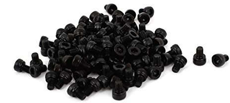 sourcing map M 3 x 4 mm perno hexagonal tornillos de cabeza hueca negro 100 piezas