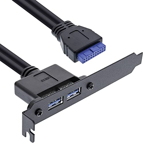 InLine 33390C Slotblech USB 3.0, 2x USB Buchse auf intern Mainboardanschluss, 0,5m, 1 Stück