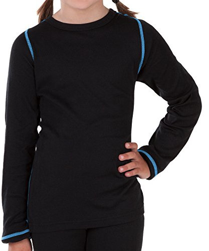 CFLEX Kinder Ski- & Thermohemd - Warme Unterwäsche Lang POLARDRY - Schwarz-Blau 158-164