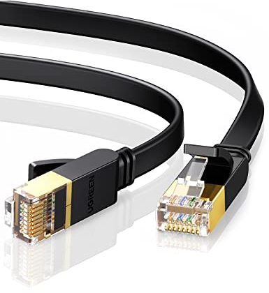 UGREEN Cable de Red Ethernet Network LAN 10000Mbit con Conector RJ45 10 Gigabit 600MHz FTP Plano para Steam Deck PS5 Xbox X/S PC Compatible con Cat 7/6/5e (2 Metros)
