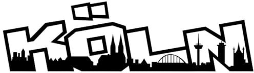 Skyline4u Autoaufkleber Köln Aufkleber Schriftzug Skyline in 8 Größen und 25 Farben (20x5,7cm schwarz)
