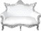 Casa Padrino Barock 2-er Sofa Master Weiß Lederoptik/Silber - Antik Stil Möbel