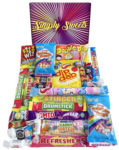 Simply Sweets retro sweet hamper gift box. Packed with the best retro sweet. A perfect present for Birthdays, Get Well Soon, Christmas. Packed in a fun stylish unique box.