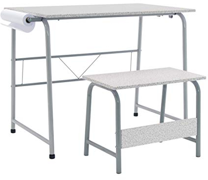 SD STUDIO DESIGNS Project Center 55128 Basteltisch Spieltisch mit Bank, Legierter Stahl, GRAU, 37.75 W x 21.75 D x 28 H