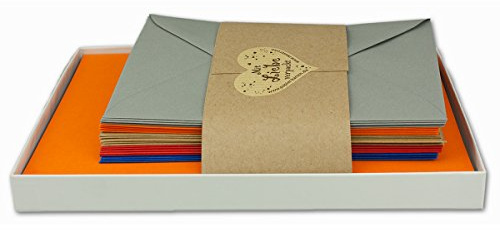 25x Farbige Karten blanko mit Umschlag und Einlegeblätter in DIN A6/ C6 - Herbstfarben