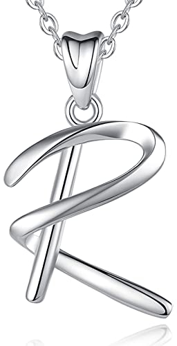 EUDORA Harmony Ball Kette mit Buchstaben R für Damen Sterling Silber 925, Halskette mit Anfang Buchstaben R Kette mit Namen Alphabet Initialen Anhänger Schmuck Geschenk für Frauen Mama Freundin, 45CM