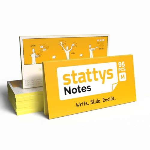 Stattys Notes selbstklebende Haftnotizen Moderationskarten, 5 Blöcke je 20 x 10 cm, Gelb