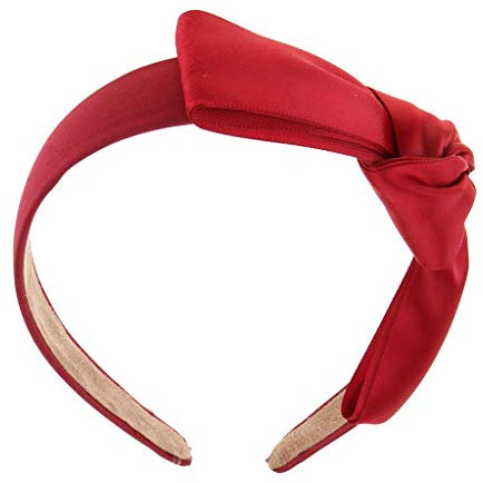 Serre-tête en satin avec nœud pour femme - Accessoire pour fête, mariage, bal de fin d'année, rouge vin