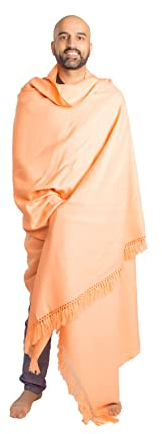 Om Shanti Crafts Meditations-Schal oder Meditationsdecke, Schal/Wickeltuch, Oversize-Schal/Stola. Groß. Unisex., lachsfarben