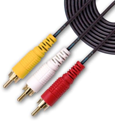 SatelliteSale Cable compuesto de 3 machos a 3 machos RCA de audio y vídeo AV, cable universal de PVC, cable negro de 30 pies