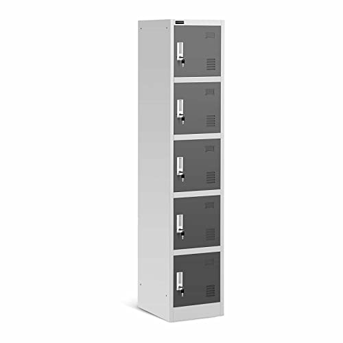 Fromm & Starck Star_MCAB_08 Spindschrank 5 Fächer grau abschließbar Metallspind Schließfachschrank Stahl beschichtet