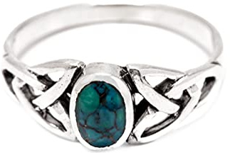 WINDALF Kelten Ring LAYLA 0.7 cm Silberring mit Türkisstein Freundschafts Glücksring 925 Sterlingsilber (Silber, 66 (21.0))