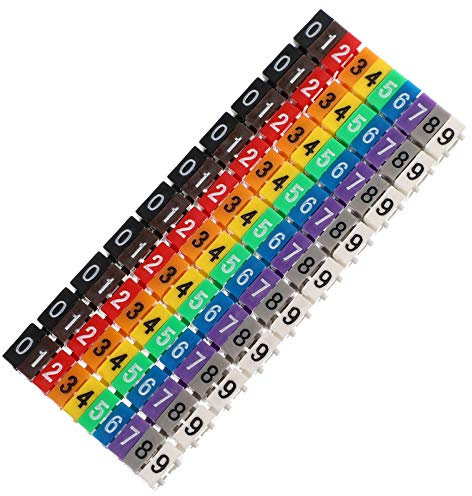 iplusmile 100Pcs Cable Markers 0– Number Label Tube Multicolor Wire Cord Number Label for Electrical Cord Management Fix Cables, 6mm
