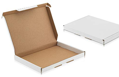 WPTrading - 250 Stück Großbriefkarton DIN A4 350 x 250 x 20 mm 1-wellig weiß - Faltkarton mit Steckverschluss für Warenversendung - Großbrief Versand Kartonage für Paket - Karton Versandverpackung