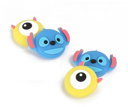 PERFECTSIGHT Niedliche Daumengriff-Kappe, kompatibel mit Nintendo Switch OLED Joy-con/Lite, 4 Stück Cartoon-Joystick-Kappen, Kawaii-Hautgriffe, Controller, 3D-Analog-Kit (Stitch & Mike)
