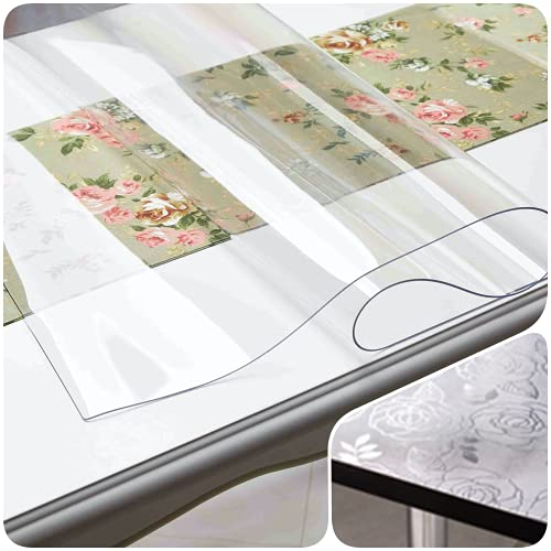 Clear PVC Table Protector Embossed Made to Measure (Available in (Transparent, 50x100 cm)