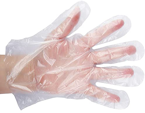 1000 pcs Gants jetables en plastique transparent de polyéthylène, gants en PE transparents pour cuisiner nettoyage peinture coloration des cheveux