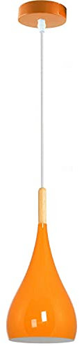 LEDSone Moderner tropfenförmiger orangefarbener Pendelleuchtenschirm, industrielle hängende Deckenbeleuchtung, ideal für Esszimmer, Bars, Clubs und Restaurants (Orange) [Energieklasse A] (Orange)