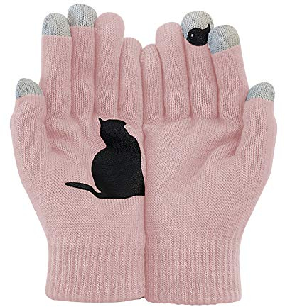 Winterhandschuhe für Hunde und Hunde, warm, bedruckt, Herbst und Knochen, Handschuhe für Damen, rose, One size