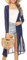 Totatuit Women Long Sheer Cardigan Long Sleeve Open Front Thin Summer Lightweight Cardigan with Side Slits Swimsuit Bikini Cover Up Cardigan Navy Blue L