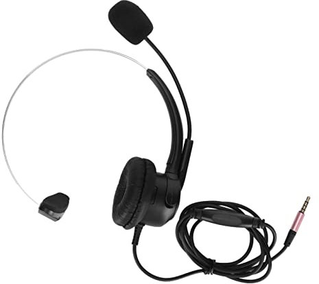 Elprico Casque de Service Client, Casques de Camionneur Filaires Mono 3,5 Mm, Microphone Antibruit avec Contrôle du Volume Adapté au Service Client