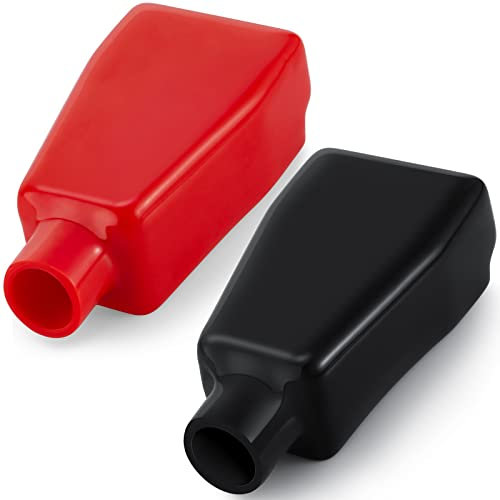 2 Pieces Battery Terminal Covers Battery Terminal Insulating Protector Sleeves Positive and Negative Cable Covers in Red and Black for Boat Cars