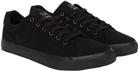 Crosshatch New Mens Boys Trainers Lace up Casual Canvas Plimsolls Gym Pumps Flat Sneaker UK Black 10