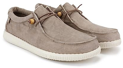 WALK IN PITAS | WP150 WALLABI Washed | Mocasines de Hombre | Náuticos Casual | Zapatillas de Verano | Zapatos de Hombre Casuales y Cómodos | Zapatos de PITAS para Hombre | Beige 36