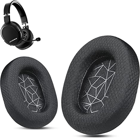 Krone Kalpasmos Arctis 7 Ohrpolster, atmungsaktives Gewebe, Ersatz-Ohrpolster für SteelSeries Arctis 1, Pro, 3, 5, 7, 7+, 7p, 7X, 9, Prime alle Modelle, kabelloses Headset, Silberfarben