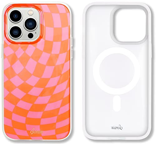 Sonix Phone Case for iPhone 13 Pro Max / 12 Pro Max | Compatible with MagSafe | 10ft Drop Tested | Checkmate Pink + Orange