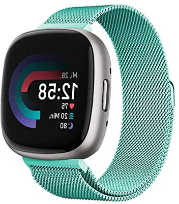 AireWiki Edelstahl Armband Kompatibel mit Fitbit Versa 4/ Fitbit Sense 2 Armband Metall Ersatz Mesh mit Magnetische Für Herren Damen Uhrenarmband Für Fitbit Versa 4/Sense 2 (7)