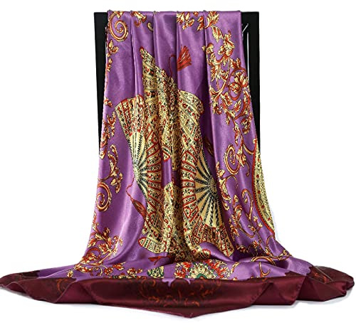 Bysonglezai Schals Damen Tücher Halstuch Scarf Beliebte Seidenschals Luxus Staubdichtes Halstuch Mode 90X90Cm Sonnencreme Schal Weiblicher Druck Quadratisches Bandana