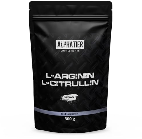 Arginin Base Citrullin Pulver hochdosiert + vegan - 5000mg L-Citrullin Malat DL 2:1 + L-Arginin pro Portion - Pump und Bodybuilding - 300g Premiumqualität ohne Zusätze