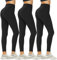 DDOBB Leggings Damen High Waist Sportleggins Lang Schwarz Leggins Blickdicht Bauchweg Sporthose Elastisch Yogahose Gym Festival Outfit(#12-Schwarz*3, (DE42-48)=L-XL)