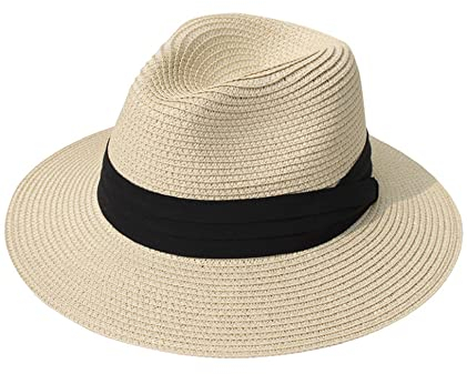 Joligiao Sombrero de Paja de Panamá Playa Fedora Sombrero Mujeres Sombrero de Panamá ala Ancha Mountain Sombrero Panamá Sombrero de Sol Retro