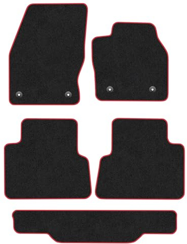 Ford Grand C-Max (2010-2019) Carpet Car Mats | Red Edge Trim Tailored Fit Floor Mats Full Coverage Protection Accessories Easy Clean Anti Slip Made in the UK