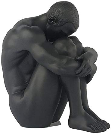DERBUT Statue Ornamente Skulpturen Nordischer Stil Harz? Nackter Mann Sitzhaltung Halten Arme Beine Statue Desktop Dekoration Wohnkultur