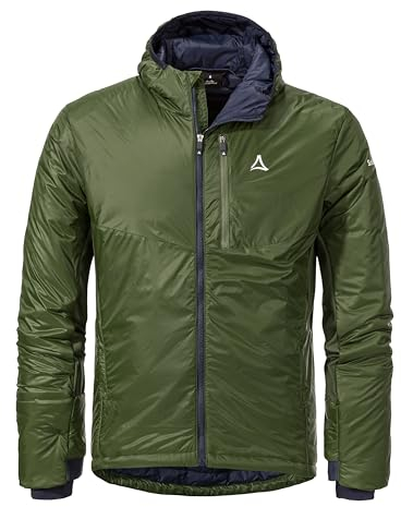 Schöffel Herren Ins Hybrid Black Raven M, leichte MTB Jacke mit 4 D Body Mapping, atmungsaktive, wärmende Fahrradjacke mit fixer Kapuze, mit Taschen, loden green, 52