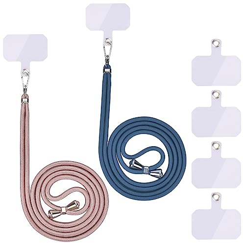 Linkbro Handykette Universal, Handy Lanyard, Universelles Handy um den Hals hängend mit Pad Handy Lanyard, verstellbar und abnehmbar. (2Roségold+blau)