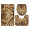 Weich Badematten & Badteppiche Set 3 teilig Mikrofaser rutschfest Badezimmerteppich,Leopard Raubtier mit fleckiger Haut und wütendem Ausdruck Wilde Fau,Maschinenwaschbar Badvorleger und Toilettenmatte