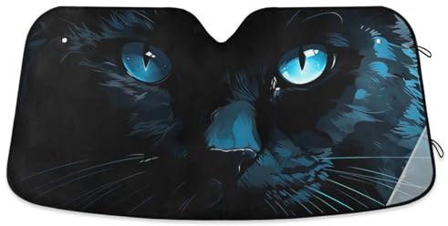 Parasole per parabrezza auto, con occhi blu, pieghevole, protegge dai raggi UV e dal calore, 139,7 x 70,1 cm